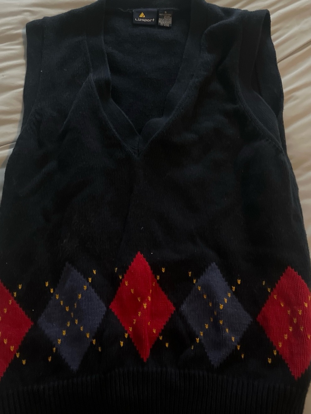 Women's Black V-Neck Argyle Sweater Vest